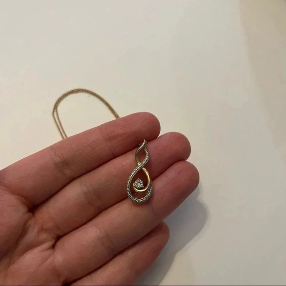 Diamond Swirl Gold Plated 925 Sterling Silver Pendant Necklace 18” Chain - Picture 2 of 8